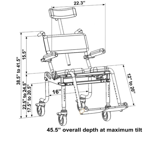 Nuprodx MC4000TiltPED Pediatric Shower Commode Chair With Tilt-In-Space