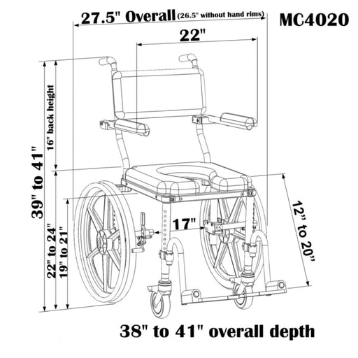 Nuprodx MC4020 Self-Propelled Shower Commode Chair