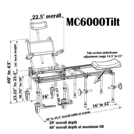 Nuprodx MC6000Tilt Commode Chair With Tub Access Slider And Tilt-In-Space