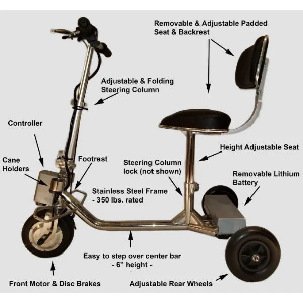 HandyScoot Travel Folding 3-Wheel Mobility Scooter