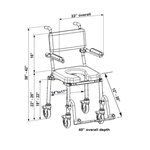 Nuprodx MC4000 Roll-In Transport Shower Commode Chair