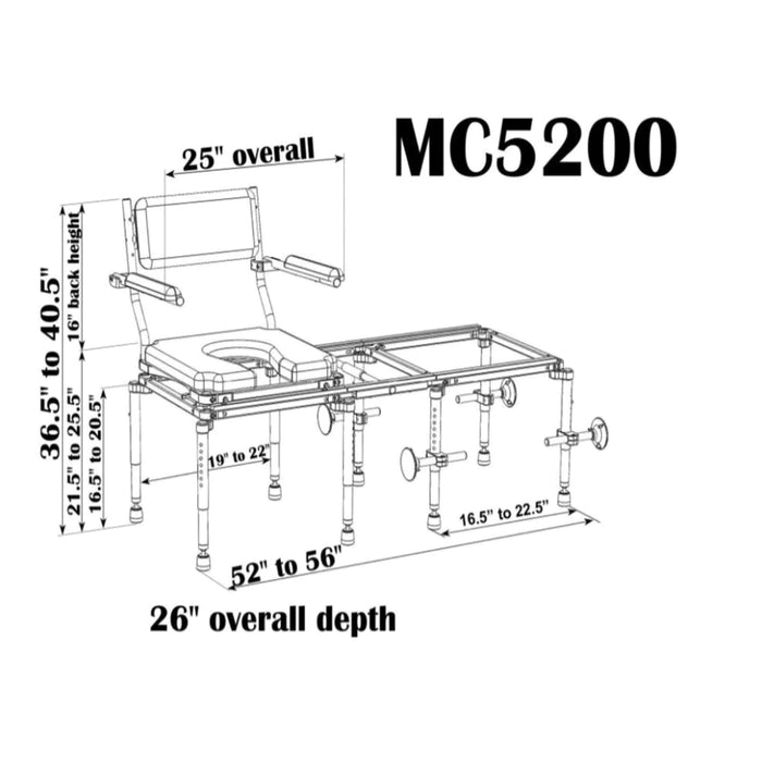 Nuprodx MC5200 All-In-One Wide Stationary Tub Transfer Bench